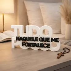Placa Decorativa Versículo Bíblico Tudo Posso Naquele Que Me Fortalece Frase Decoração Religiosa