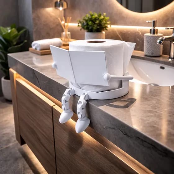 Suporte Papel Higiênico Pernas Articuladas Divertido Decorativo Organizador Banheiro Moderno