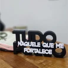 Tudo Posso Naquele Que Me Fortalece Placa Decorativa Versículo Bíblico