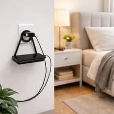 Suporte Celular Tomada Parede Carregador Organizador de Fio Sem Furo Sem Cola