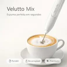 Velutto Mix - Mixer Elétrico Portátil Recarregável USB Batedor de Leite Cappuccino Espuma Café Shake