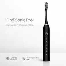 Escova Dental Elétrica Sônica Recarregável Oral Sonic Pro™ 6 Modos 42000 Vibrações IPX7 + 4 Refis