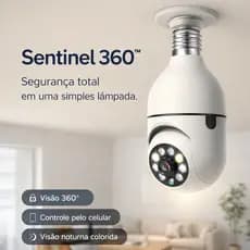 Câmera Lâmpada Wi-Fi 360° Full HD Visão Noturna Colorida Segurança IP com Áudio Alerta de Movimento