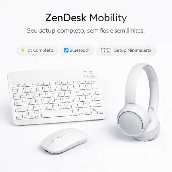 Kit Teclado e Mouse Bluetooth ABNT2 + Fone Bluetooth Sem Fio Para Notebook Tablet Celular - Combo
