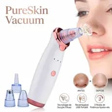 Removedor de Cravos e Espinhas Elétrico - Limpeza Facial a Vácuo Recarregável 3 Níveis 5 Ponteiras