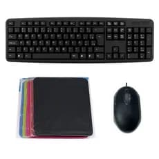 Kit teclado mouse e mousepad office usb pc notebook garantia macio