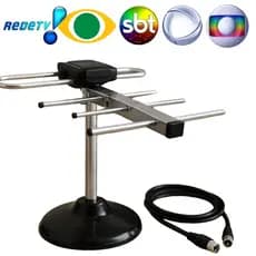 Antena digital para tv hdtv interna externa cabo 5 Metros Base VHF UHF FM
