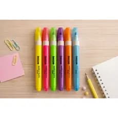 Marca Texto Neon Bazze – Marcador de Texto Neon Escolar Cores Vibrantes Kit com 6 cores