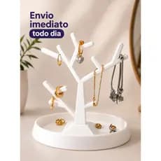 Suporte Porta Joias Arvorer Organizador Bijuterias Colares Pulseiras Anéis Relógios Luxo Mesa Decorativo