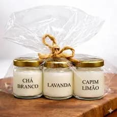 Kit AMOSTRA de 3 mini Velas Aromáticas Perfumadas - 40ml, Cera de coco, essências premium