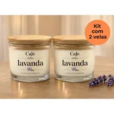 Kit 2 Velas cheirosas Perfumada artesanal Decorativa- Vários Aromas -Tampa de madeira - PREMIUM Lavanda Vanilla Capim