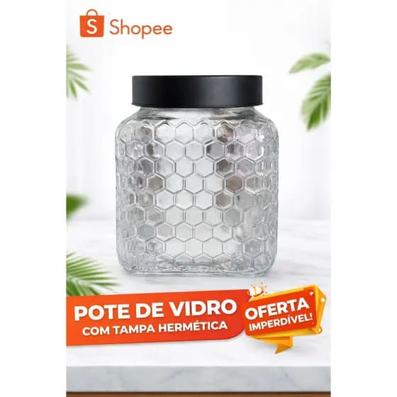 POTE DE VIDRO COM TAMPA HERMÉTICA – DESIGN MODERNO Porta Mantimentos Cozinha | Pote Decorativo Vidro