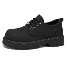 Estilo britânico preto sapatos de dedo grande masculino 2026 primavera verão sola grossa aumentando All-Match sapatos ca
