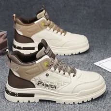 Tênis de couro de alta qualidade masculino 2026 primavera novo estilo respirável sola grossa aumentado All-Match sapatos
