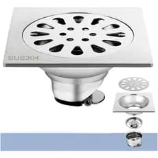 Ralo Inox 304 10x10cm 2mm Quadrado para Banheiro - Vedação Eficiente Anti Odor e Insetos