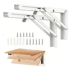 Kit 2 Suporte Mão Francesa Reforçado 45cm Dobrável e Fácil de Instalar