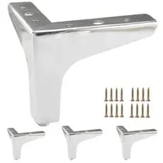 Kit 4 Pés de Canto 10cm Aço Cromado Sofá Cama Móveis Resistentes