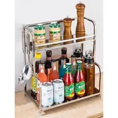 Cozinha de aço inoxidável tempero rack bancada multifuncional condimento utensílios de cozinha rack de armazenamento pra