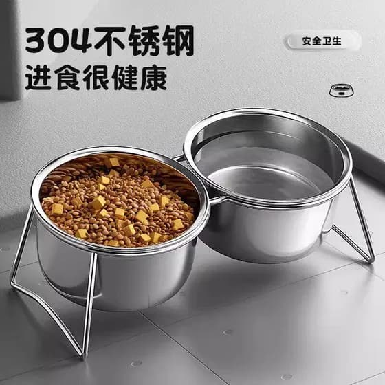 Tigela para cães Tigela de comida para animais de estimação Tigela dupla de aço inoxidável Tigela de arroz para cães Tig