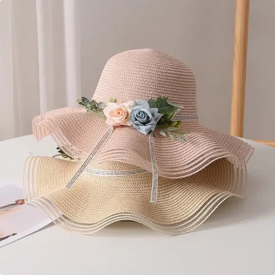 Férias de verão guarda-sol chapéu de palha Anti-ultravioleta versão coreana All-Match dobrável praia senhoras passeio on