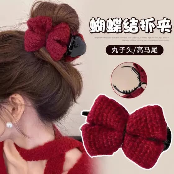 Grampo de cabeça de bola de arco de malha feminino grampo de cabelo outono inverno 2026 novo estilo grampo de cabelo fix