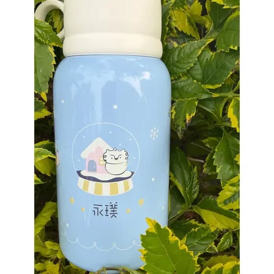 Yongpu copo térmico de inverno quente 450ml tampa portátil palha 304 garrafa térmica de aço inoxidável copo bonito