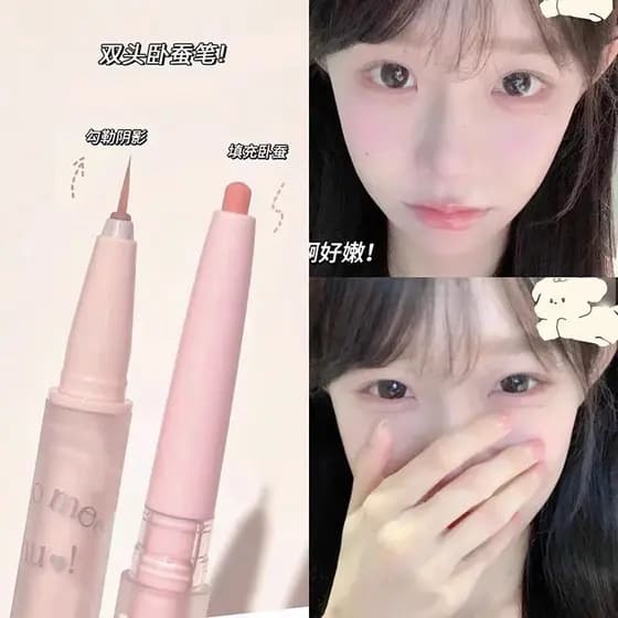 Caneta de bicho-da-seda de duas cabeças, destaque feminino, iluminador, dupla utilização, delineador, cola, perolado, fo