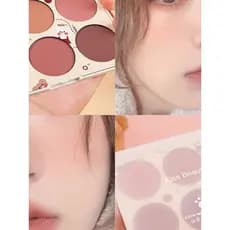Kiss Beauty Paleta de Blush de seis cores, contorno de alto brilho, luz diária, maquiagem fosca, fina, piscante, brilho