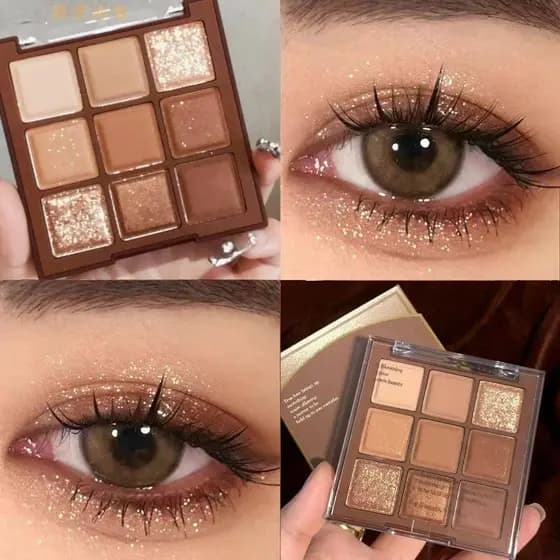 Paleta de sombras Jiugongge de Chocolate genuíno Glitter perolado fosco cor terra puro desejo maquiagem Nude barato estu