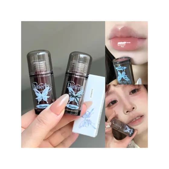Lábio Pop Water Toot!Flor Lolia Twin Butterfly Lip Essence Mel Batom Lip Gloss Espelho Cor Nude Brilho de Água