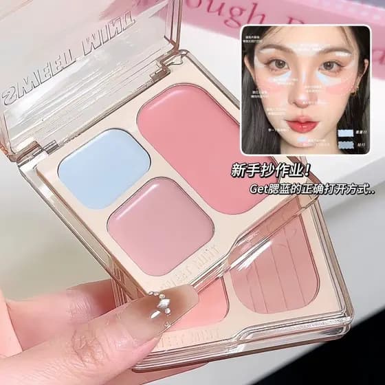 Paleta de blush de três cores da série Bow Saturated Matte Blush Rouge Brightening Expansion Shrinking Creme de blush tr