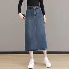 Saia jeans feminina 2025 novo estilo outono feminino senhoras bonito gigante linda saia longa primavera outono saia