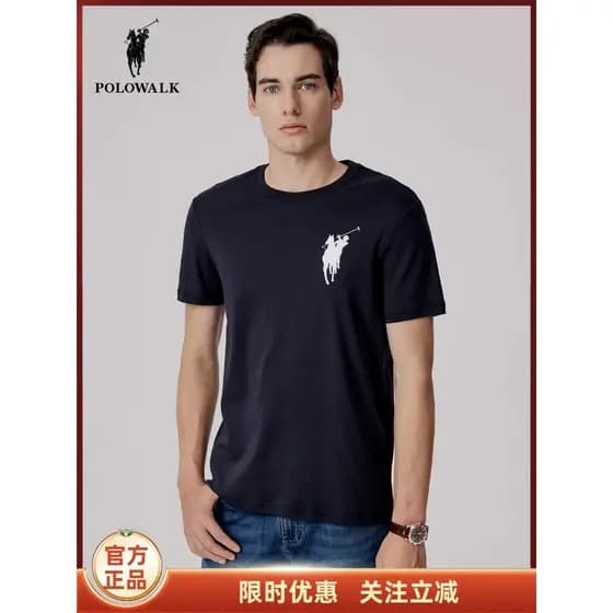 POLOWALK camiseta de manga curta masculina de alta qualidade verão novo estilo mais magro olhar Casual elegante legal em