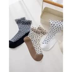 Polka Dot cristal vidro meias de seda mulheres meias de renda verão fino algodão inferior meio tubo meias invisível curt