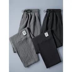 Calças de seda gelo masculinas verão fino calças esportivas casuais calças retas soltas calças compridas masculinas esti