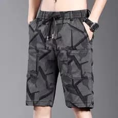 2023 Denim Shorts casuais masculino verão fino solto seis bolsos Jacquard calças médias elásticas calças de cinco pontos