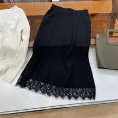 Saia feminina outono inverno novo estilo versão coreana moda mais magro olhar cintura alta malha renda Hip saia A#4