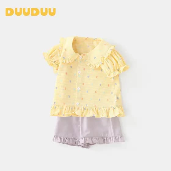 DUUUDUU Cool Feeling 2025 Verão Estilo Fino Roupas Infantis Camisas de Bebê Roupas de Menina Roupas Infantis Roupas Infa