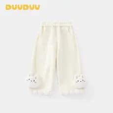 DUUUDUU Calças largas para bebês 2025 Novo estilo Calça de moletom infantil outono inverno estilo coreano calças de lã p
