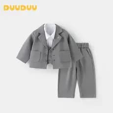 DUUUDUU Cavalheiro 2025 Novo Estilo Bebê Menino Vestido de Aniversário Roupas Crianças Terno Calças Crianças Terno Terno