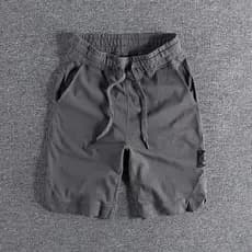 Confortável malha Casual Shorts calças cortadas verão calças cortadas cintura elástica etiqueta bordada calças esportiva