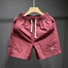 Calções bordados de secagem rápida de seda gelo masculino verão fino americano solto calças de cinco pontos esportes res
