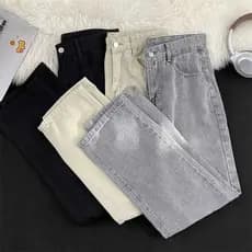 Estilo americano lavado cimento cinza Jeans masculino solto confortável em linha reta ins Street Wear Retro Casual calça