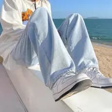 2026 primavera verão novo estilo solto Jeans masculino All-Match em linha reta calças de perna larga juventude na moda C