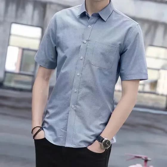 Camisa de manga curta de algodão puro masculina verão algodão com bolsos meia manga Polegada pano grosso masculino de ma