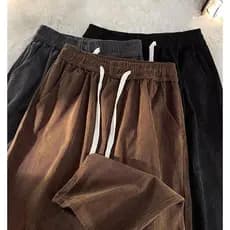 Americano Retro marrom veludo calças casuais dos homens solto primavera outono novo estilo calças retas dos homens Stree