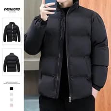 Jaqueta acolchoada estilo masculino inverno 2025 novo estilo engrossado quente acolchoado jaqueta solta gola alta para b