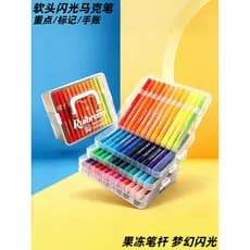 Marcador de flash Flash Cabeça macia com caneta aquarela brilhante para alunos da escola primária Caneta colorida laváve