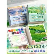 Mini caixa de acrílico para pintura em aquarela, portátil, esboço, pintura de viagem, livro em aquarela, livro de desenh