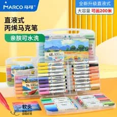 Marco conjunto de marcadores acrílicos de ponta macia líquida reta, 48 cores, 36 cores, 24 cores, à prova d'água, manual